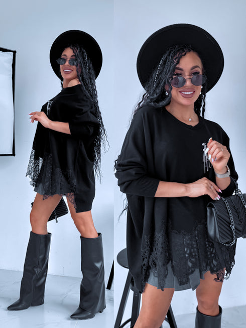 LARGE SIZE sweater "SHAKE IT FF89" - BLACK